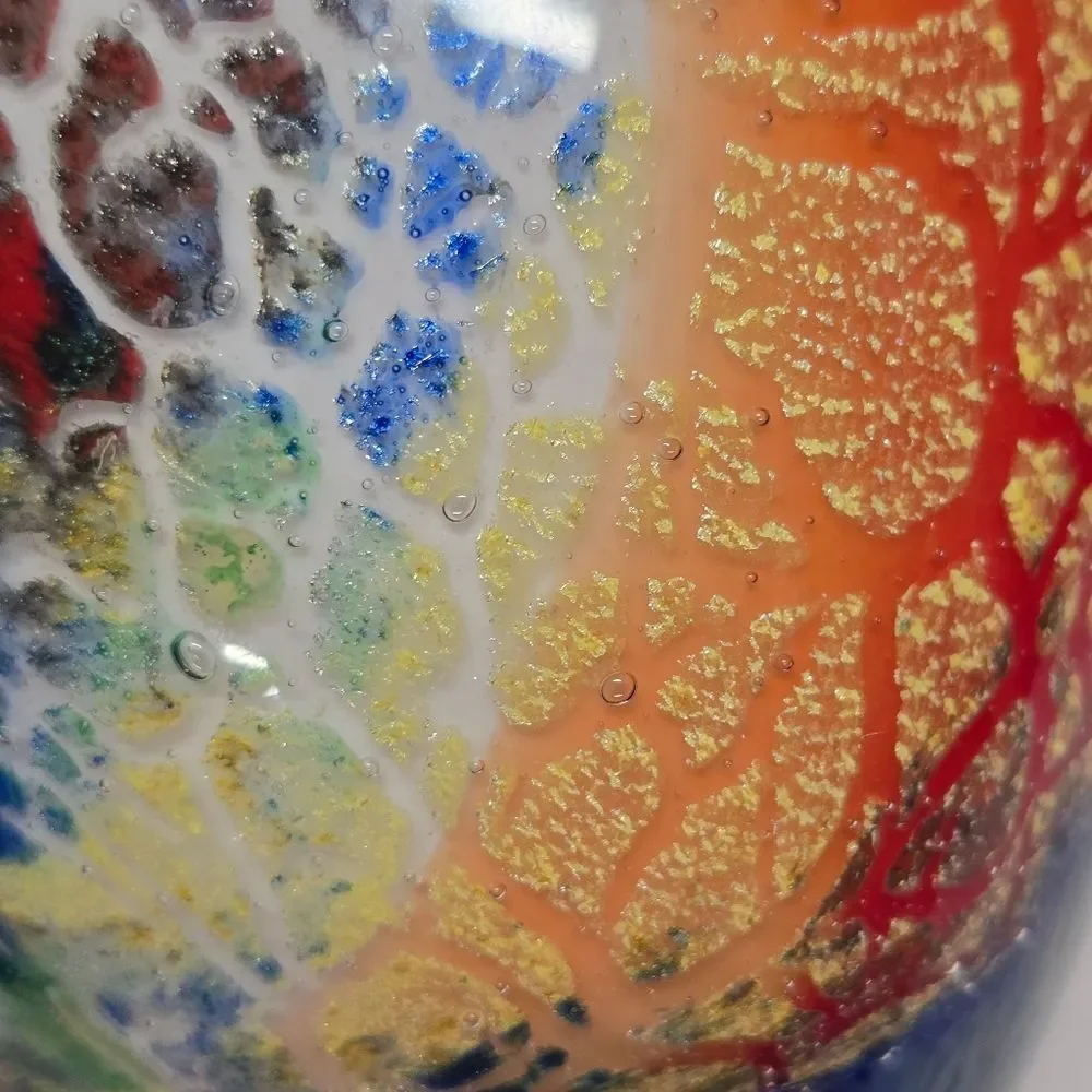 Badash Firestorm Multicolor Murano Style Art Glass Vase Cottagecore Art Deco
